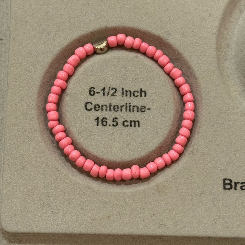 Pastel Heart Beaded Stretch Bracelet Stack – Teal, Pink & White – 4 Piece Set - Picture 9 of 9